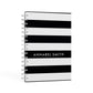 Personalised Black Striped Name or Initials A5 Hardcover Notebook Second Side View