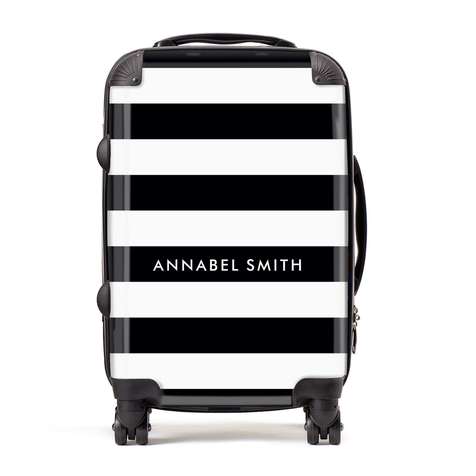 Personalised Black Striped Name or Initials Suitcase