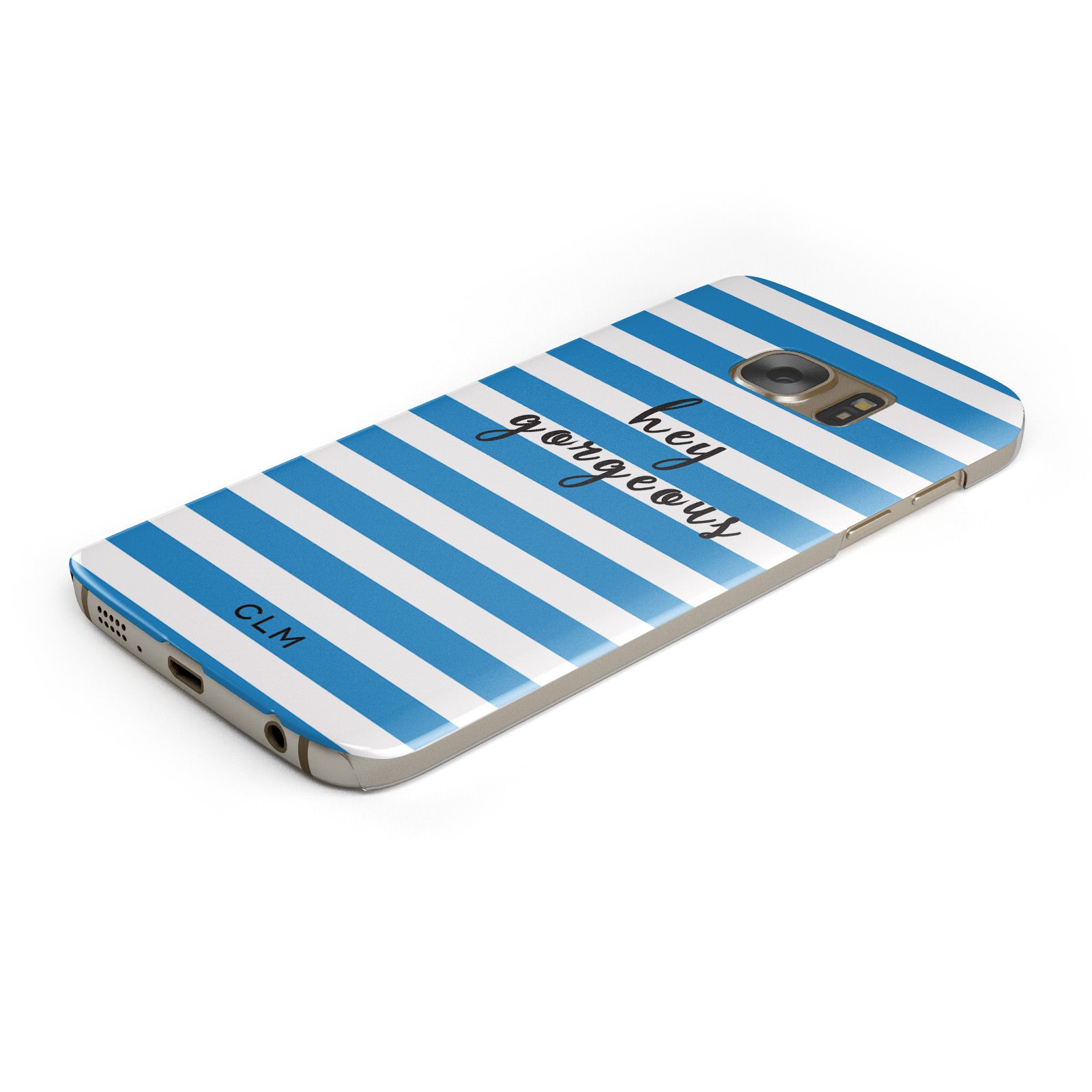 Personalised Blue Hey Gorgeous Samsung Galaxy Case Bottom Cutout