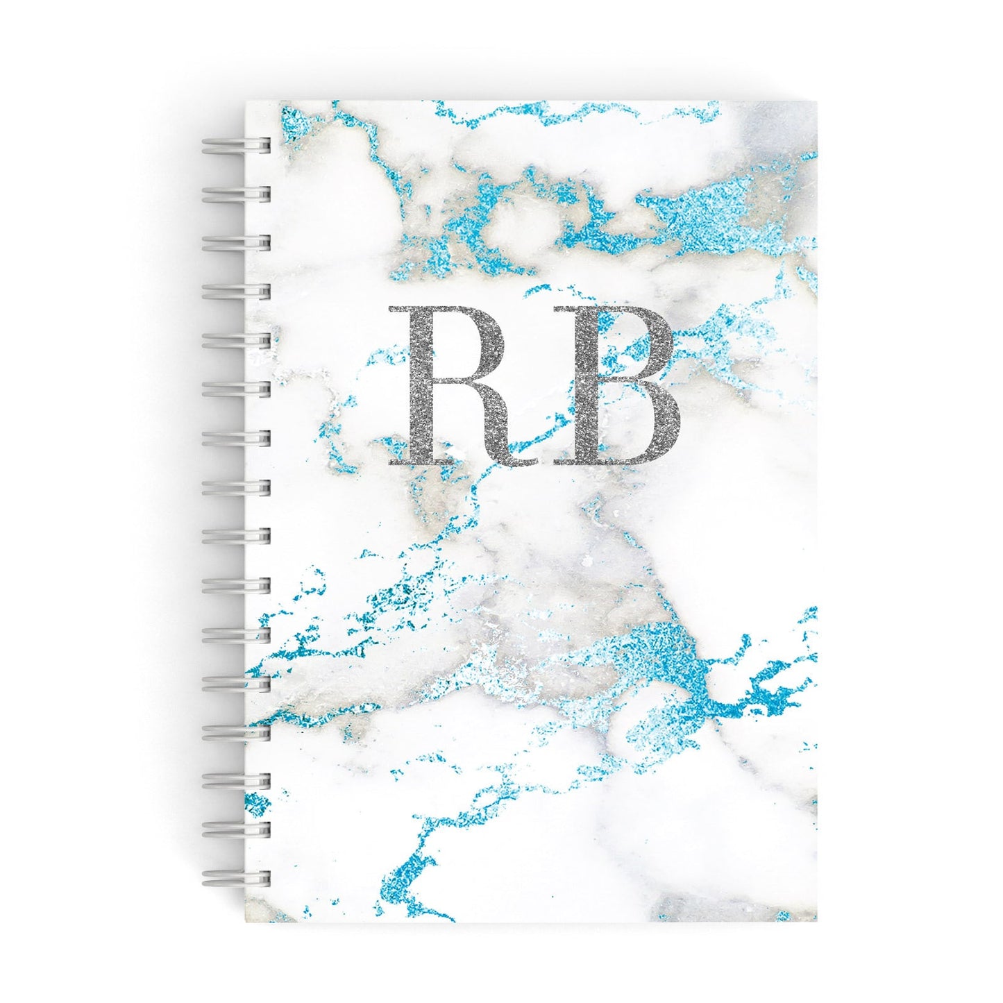 Personalised Blue Marble Initials A5 Hardcover Notebook