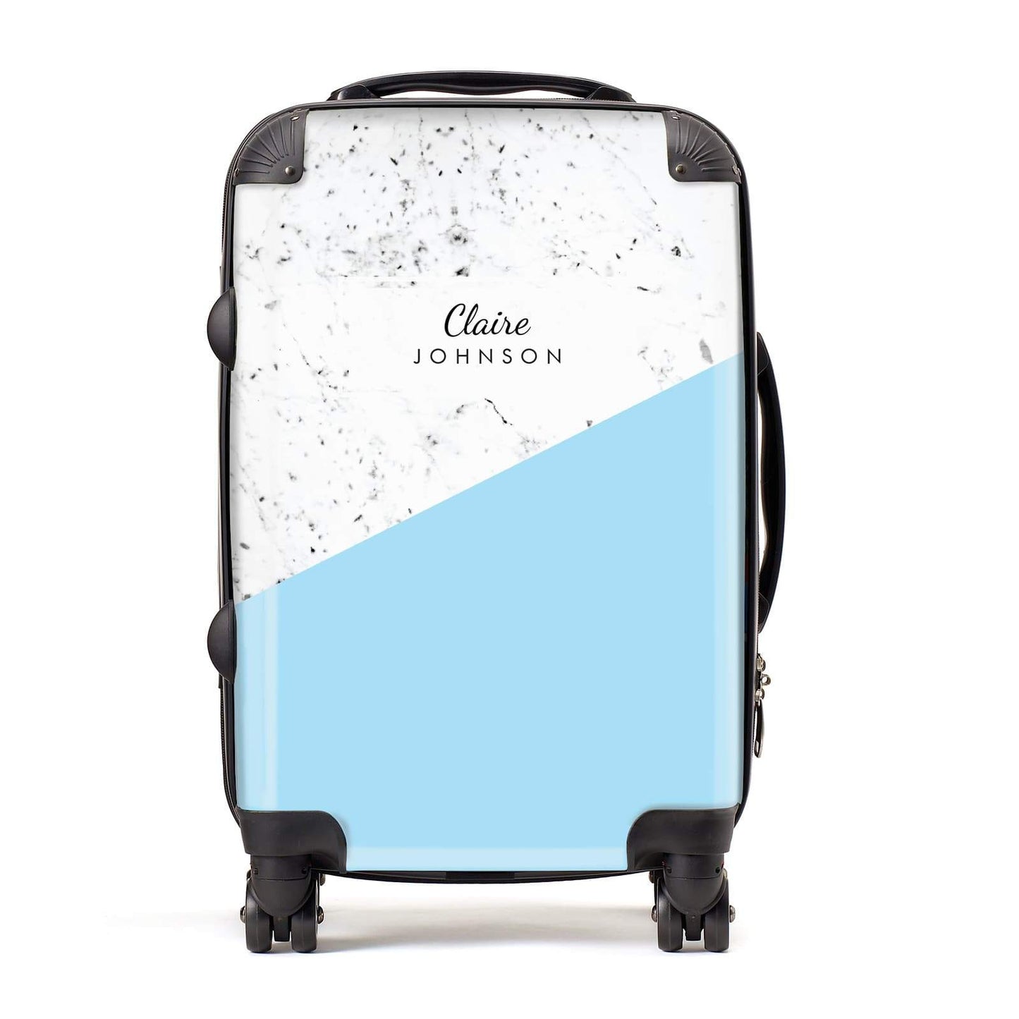Personalised Blue Marble With Name Initials Suitcase