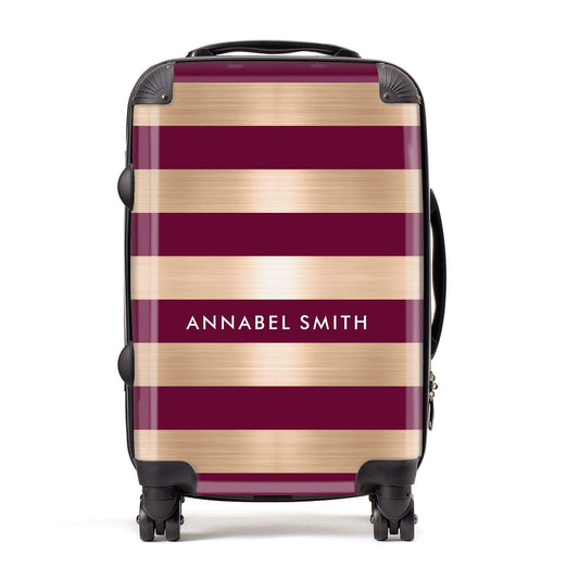 Personalised Burgundy Gold Name Initials Suitcase