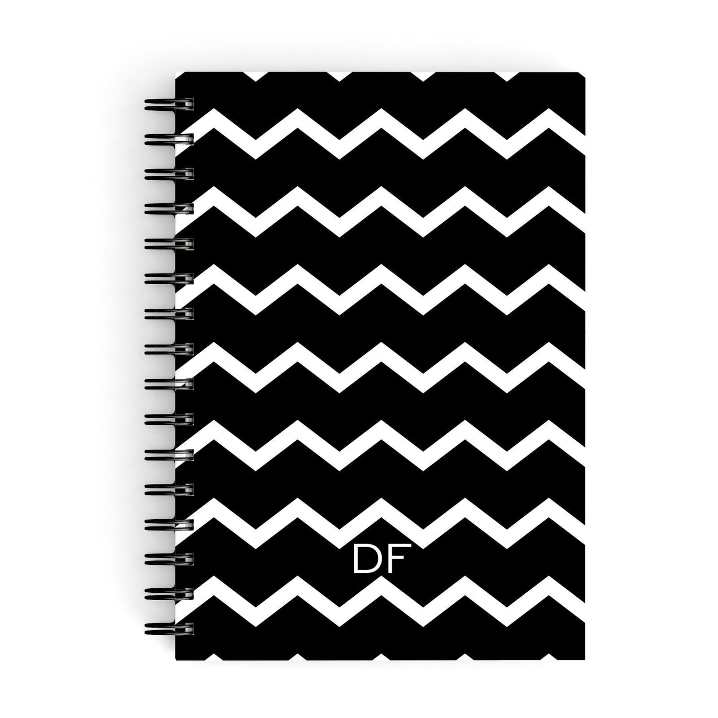Personalised Chevron Black A5 Hardcover Notebook