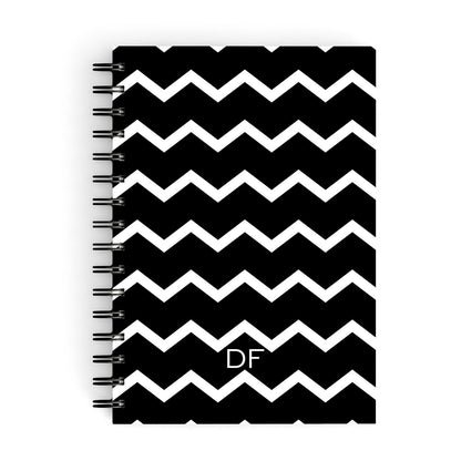 Personalised Chevron Black A5 Hardcover Notebook