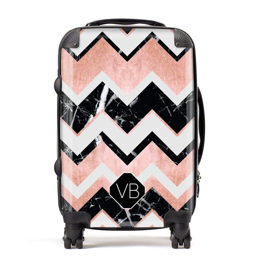 Personalised Chevron Marbled Initials Suitcase
