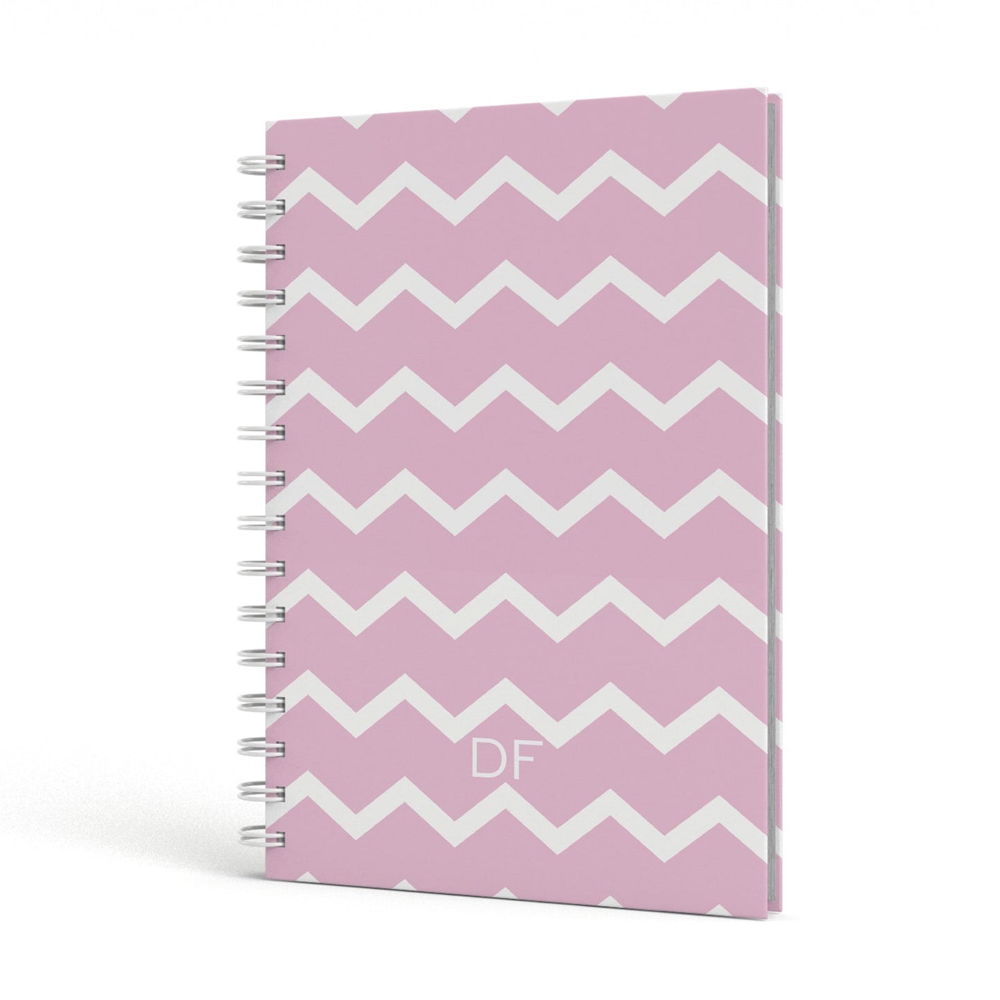 Personalised Chevron Pink A5 Hardcover Notebook Side View