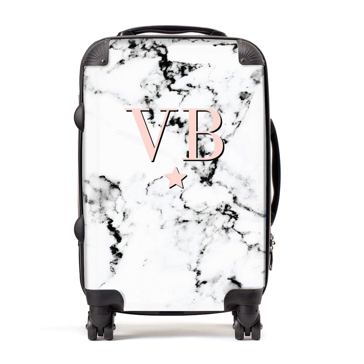 Personalised Coral Initials Star Marble Suitcase