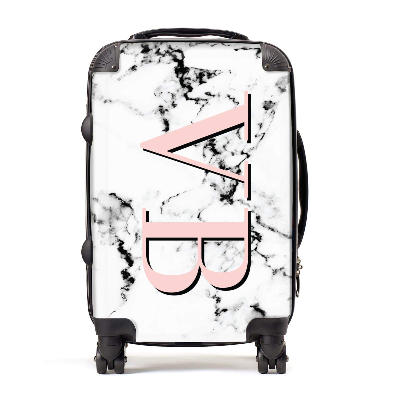 Personalised Coral Malble Initials Suitcase