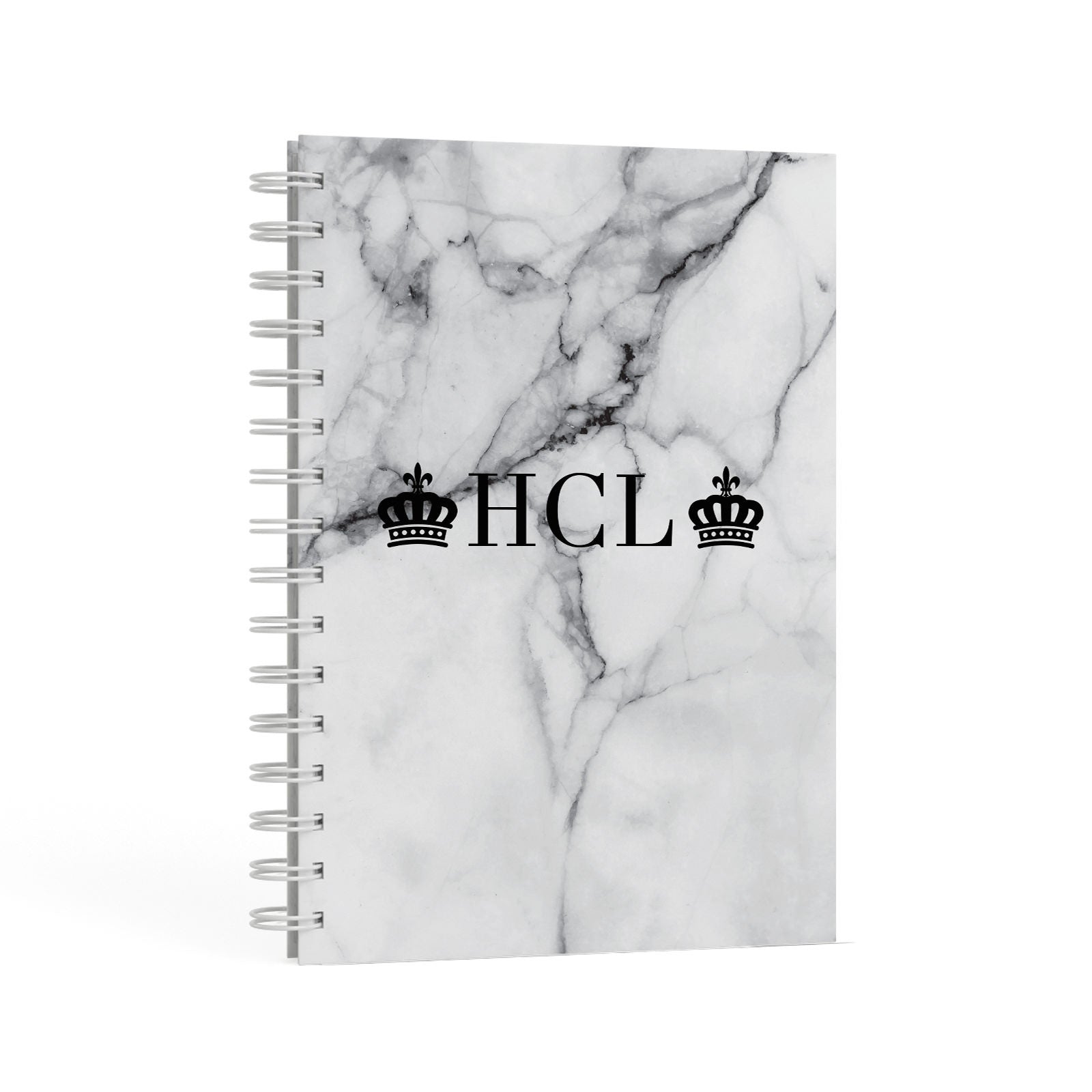 Personalised Crowns Marble Initials A5 Hardcover Notebook Second Side View