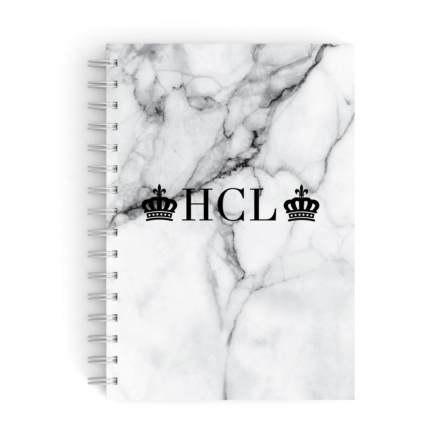 Personalised Crowns Marble Initials A5 Hardcover Notebook