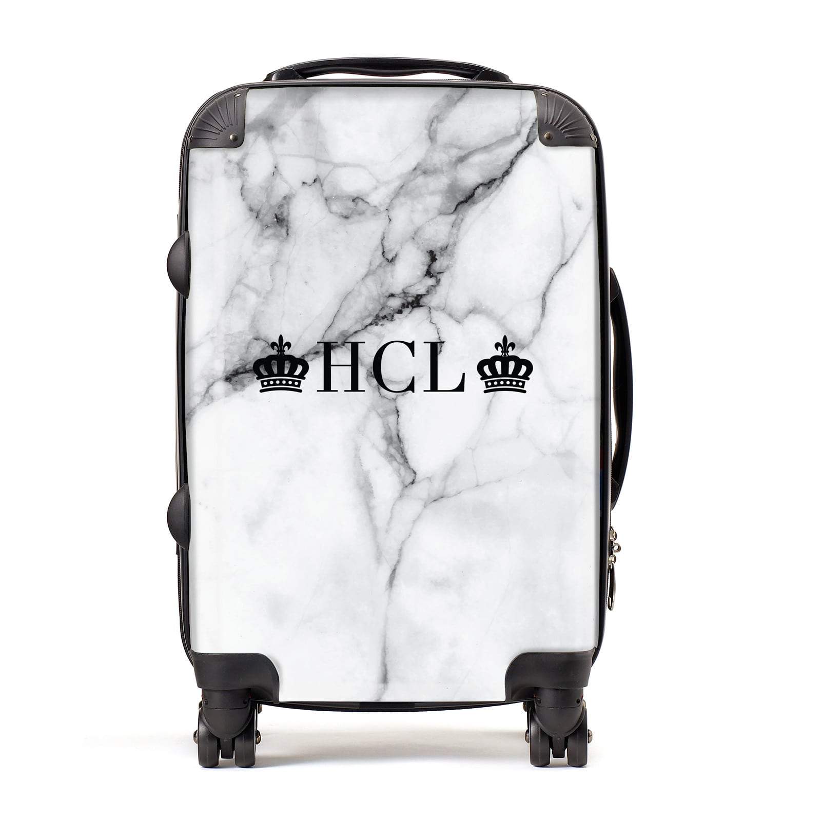 Personalised Crowns Marble Initials Suitcase