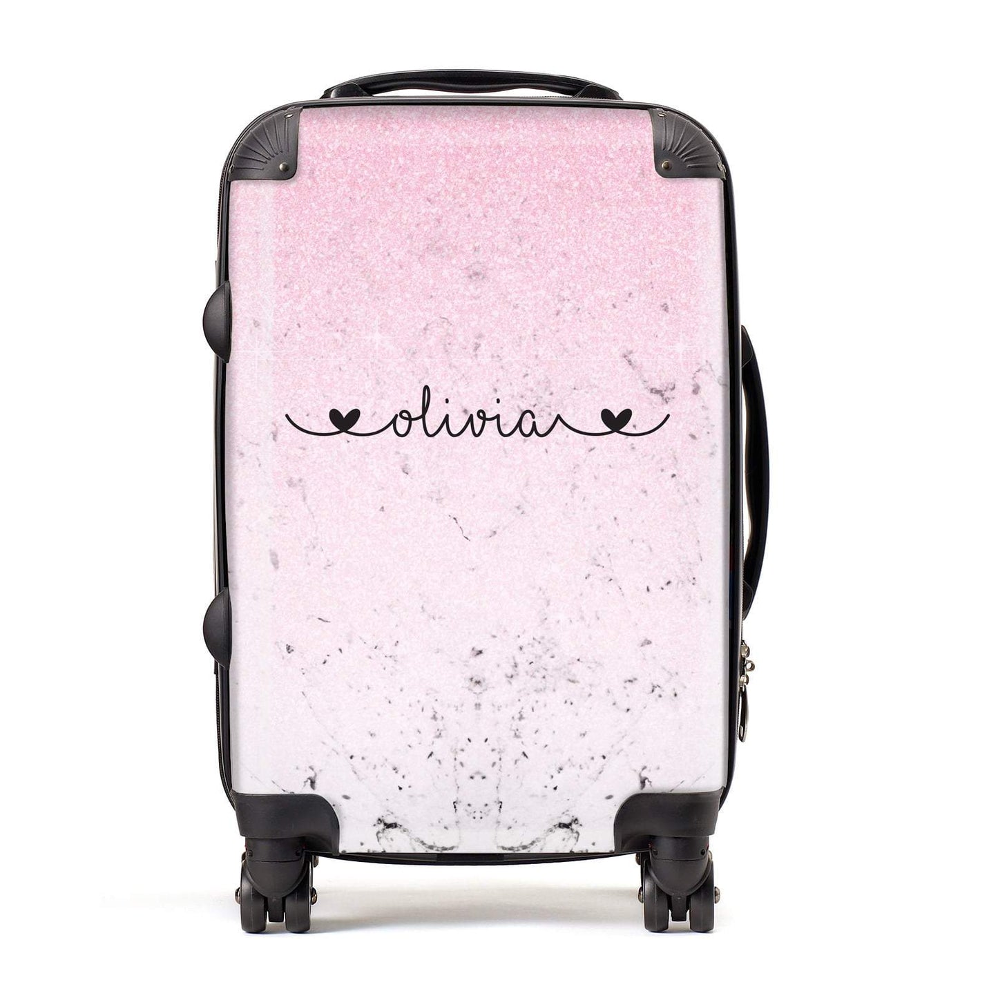 Personalised Faux Glitter & Marble Name Suitcase