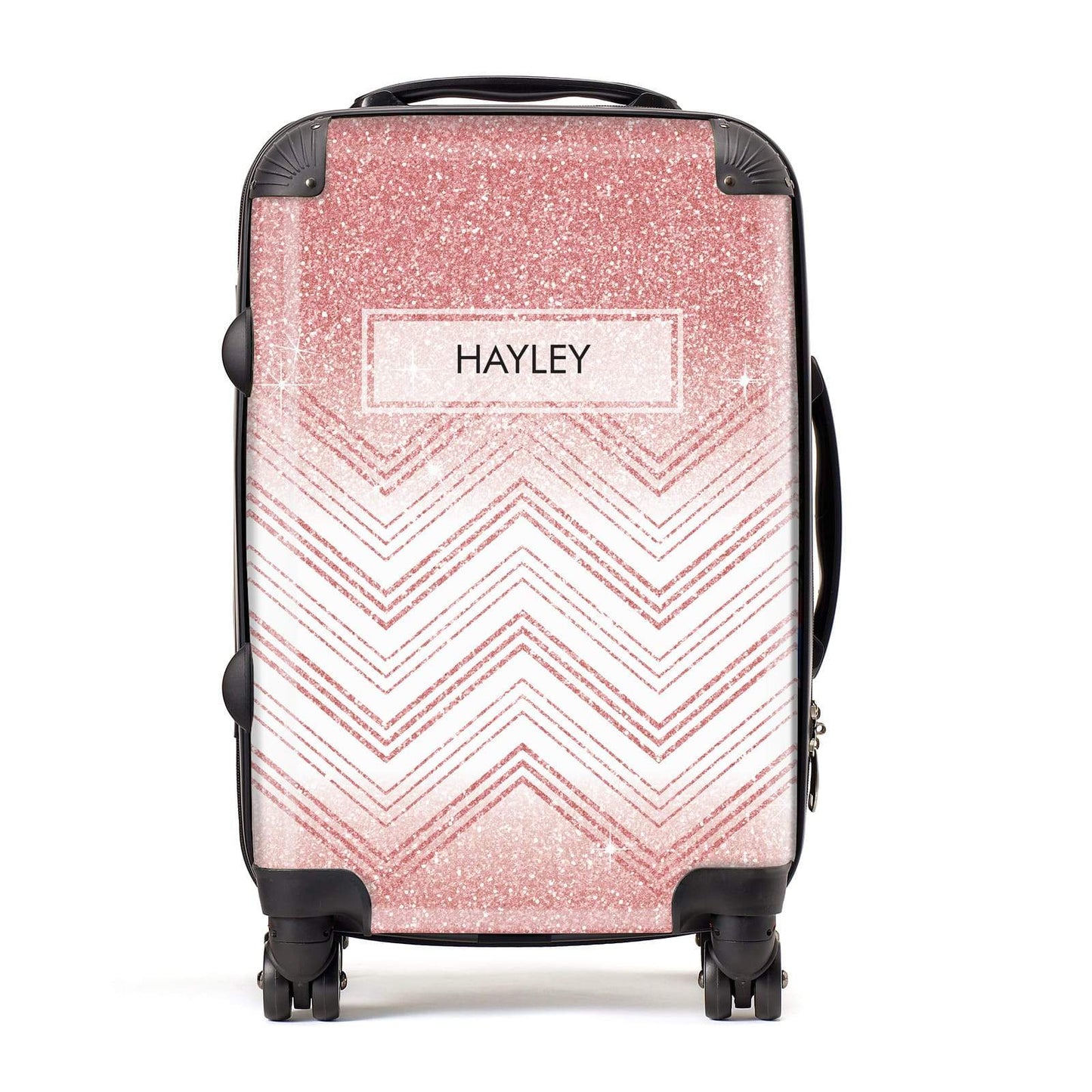 Personalised Faux Glitter Effect Name Initials Suitcase