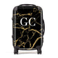 Personalised Gold Black Marble Monogram Suitcase