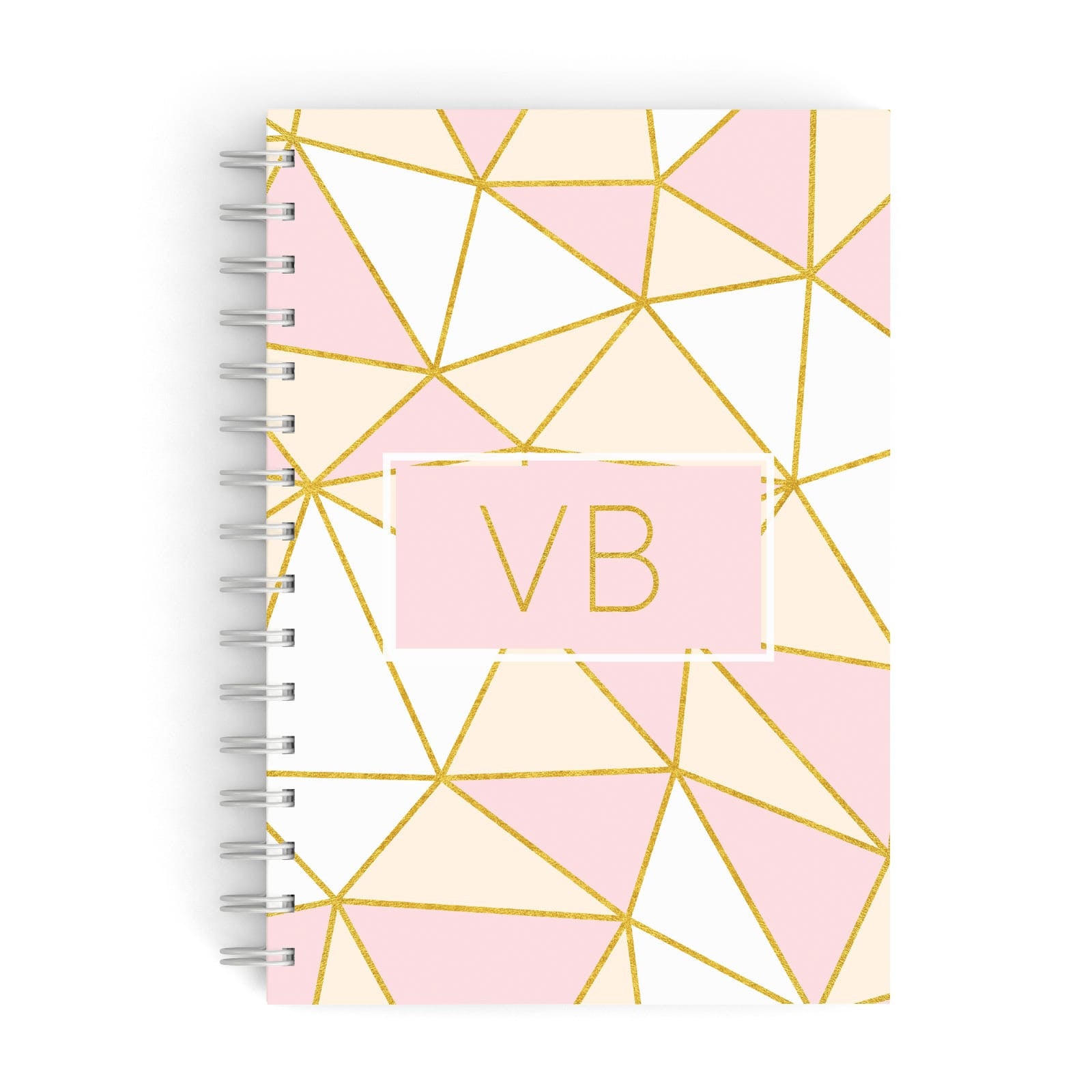 Personalised Gold Initials Geometric A5 Hardcover Notebook