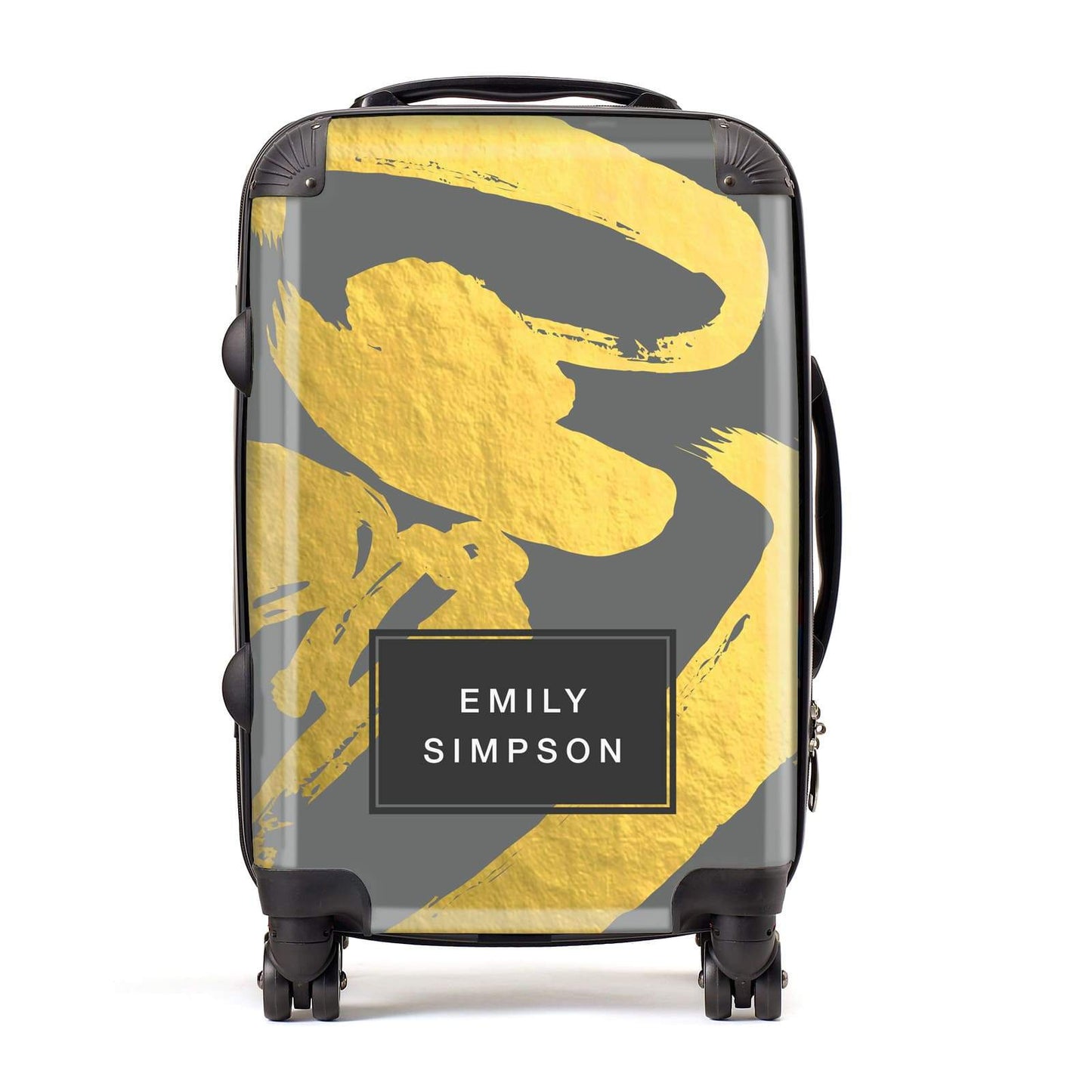 Personalised Gold Leaf Grey With Name Suitcase