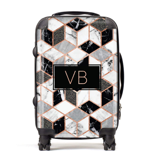 Personalised Gold Leaf Initials Marble Suitcase