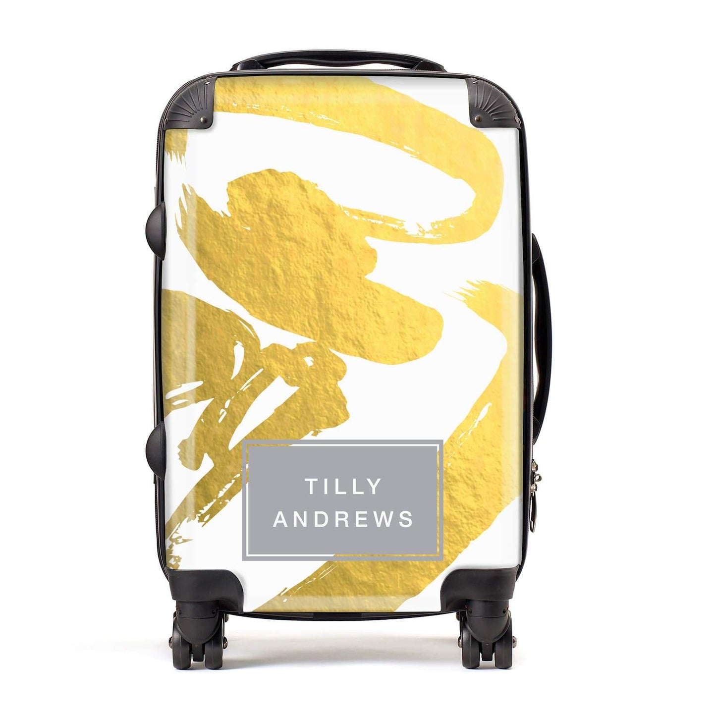 Personalised Gold Leaf White With Name Suitcase