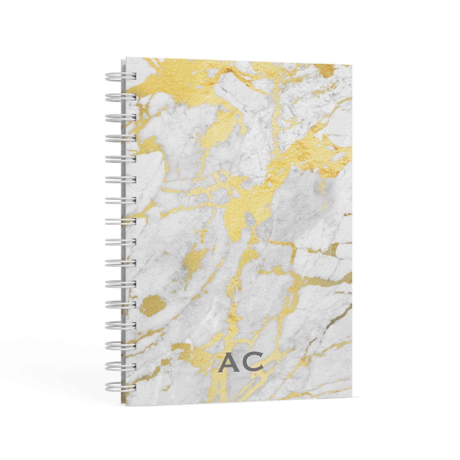 Personalised Gold Marble Initials A5 Hardcover Notebook Second Side View