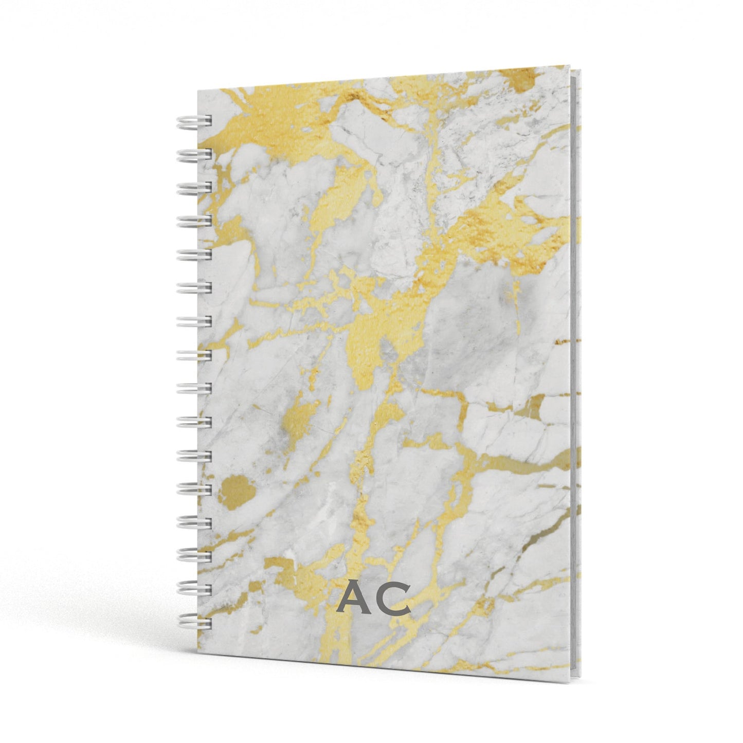 Personalised Gold Marble Initials A5 Hardcover Notebook Side View