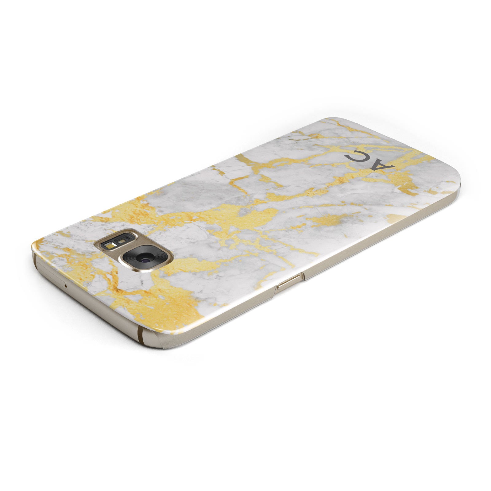Personalised Gold Marble Initials Samsung Galaxy Case Top Cutout