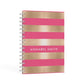Personalised Gold Pink Stripes Name Initial A5 Hardcover Notebook Second Side View