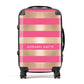 Personalised Gold Pink Stripes Name Initial Suitcase