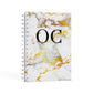 Personalised Gold Veined Marble Initials A5 Hardcover Notebook Second Side View