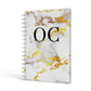 Personalised Gold Veined Marble Initials A5 Hardcover Notebook Side View