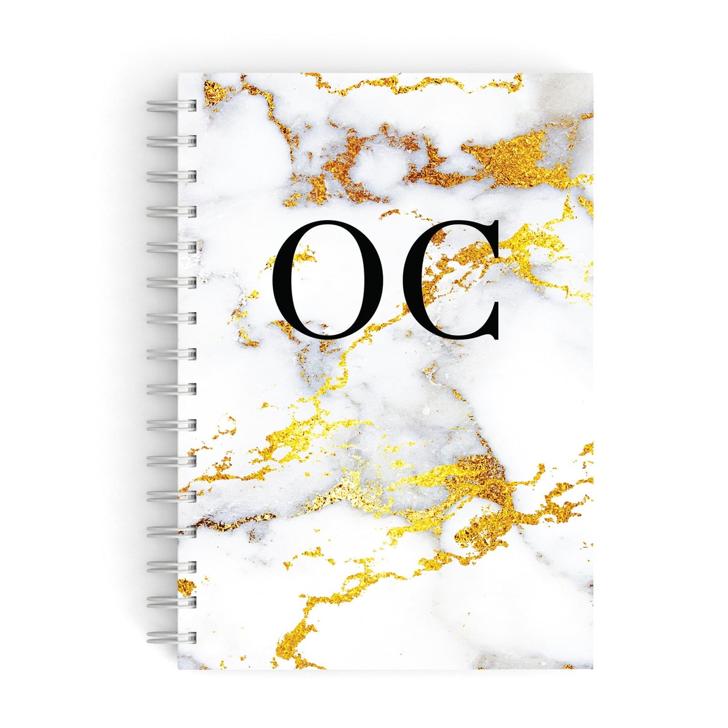 Personalised Gold Veined Marble Initials A5 Hardcover Notebook