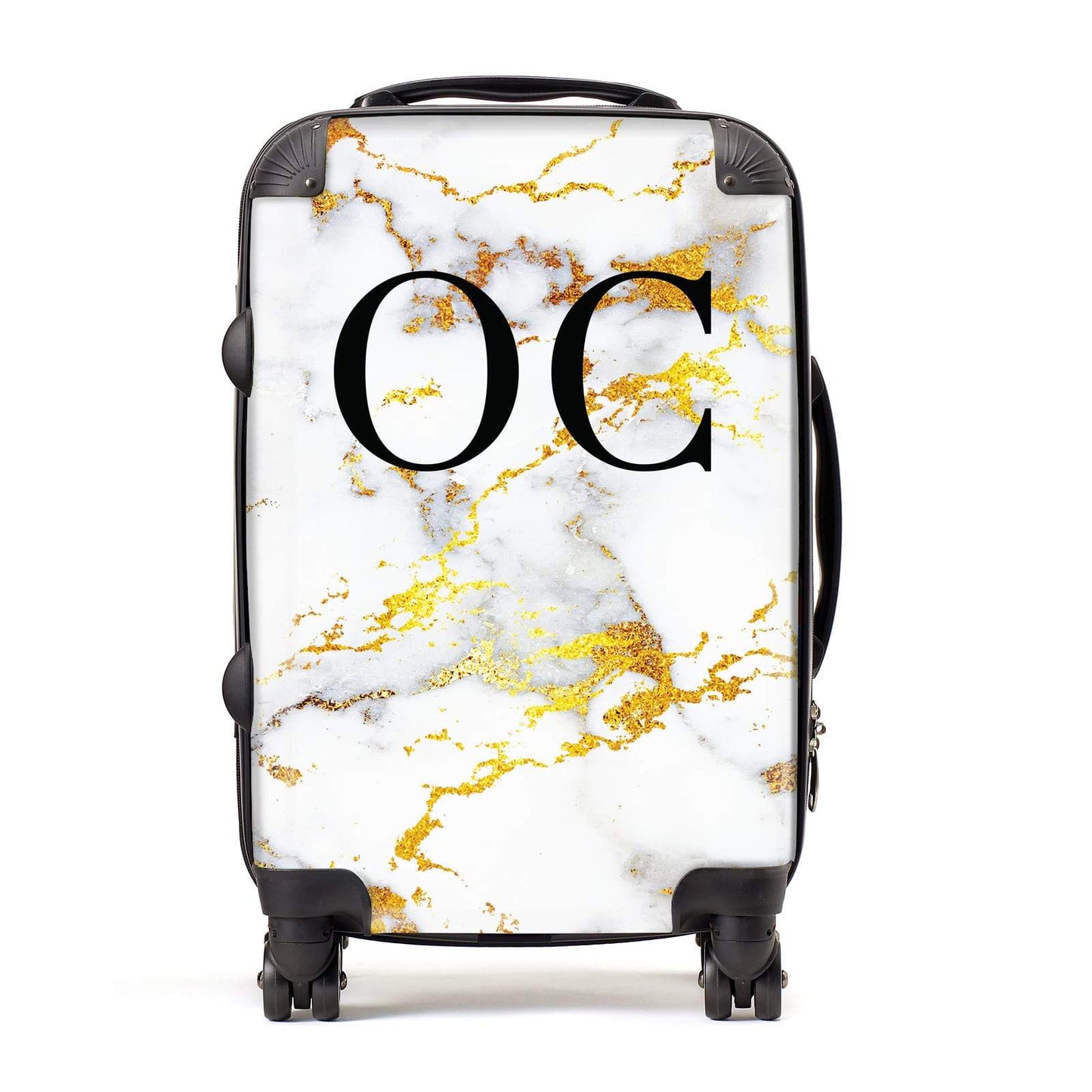 Personalised Gold Veined Marble Initials Suitcase