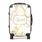 Personalised Gold White Marble & Name Suitcase