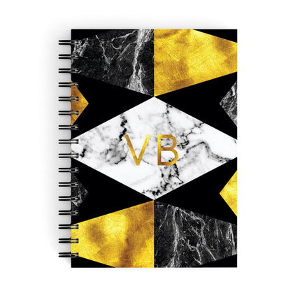 Personalised Golden Marble Initials A5 Hardcover Notebook