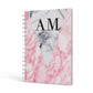 Personalised Grey Inset Marble Initials A5 Hardcover Notebook Side View