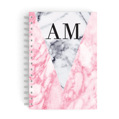 Personalised Grey Inset Marble Initials A5 Hardcover Notebook