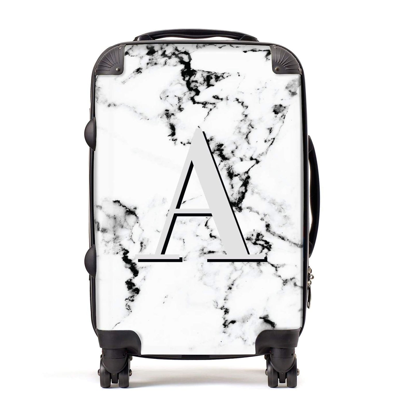 Personalised Grey Large Initial Marble Suitcase