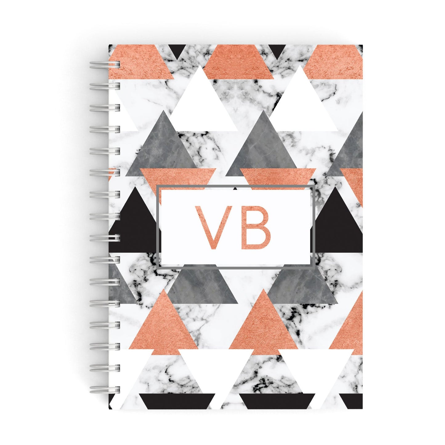 Personalised Initials Copper Marble A5 Hardcover Notebook