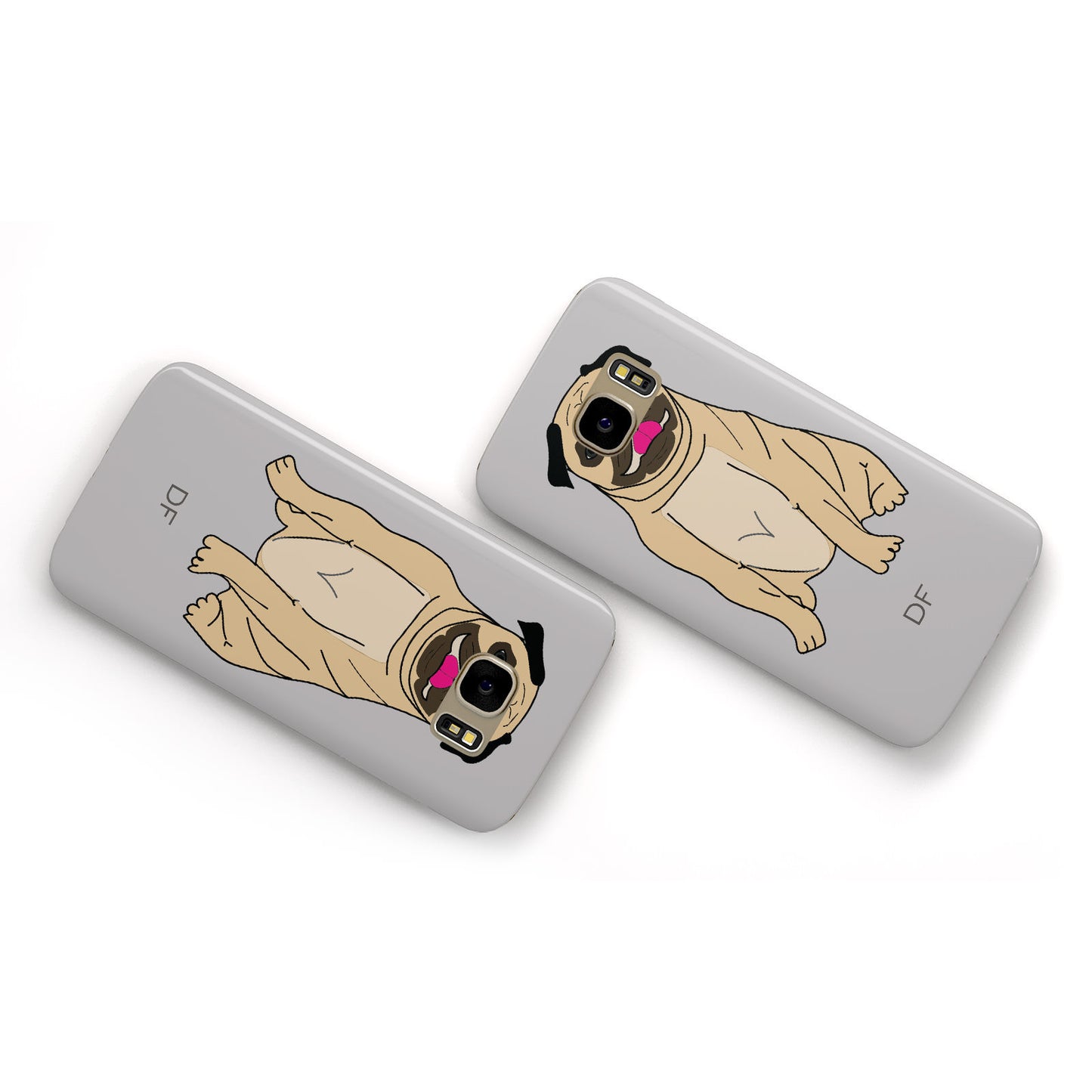 Personalised Initials Pug Samsung Galaxy Case Flat Overview