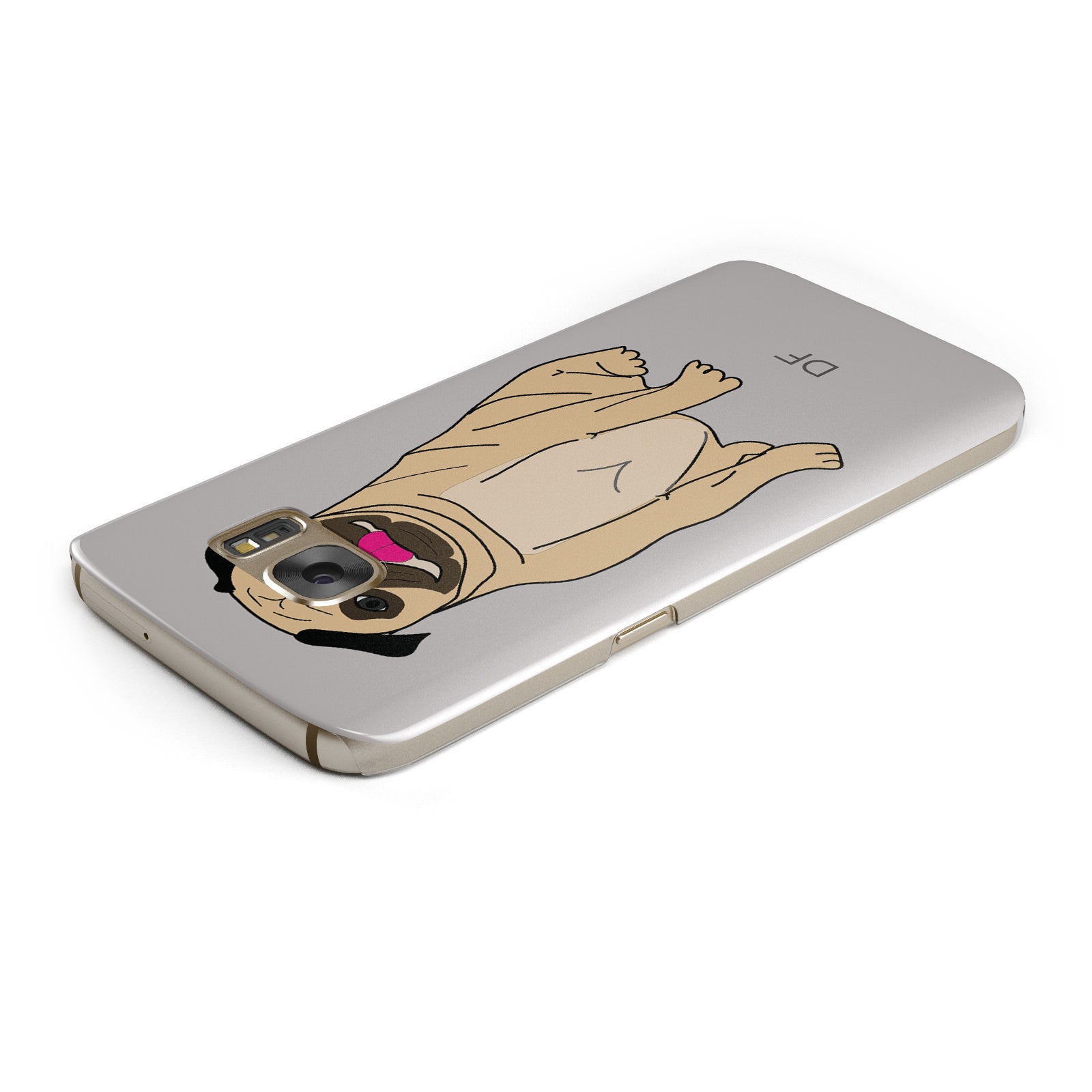 Personalised Initials Pug Samsung Galaxy Case Top Cutout