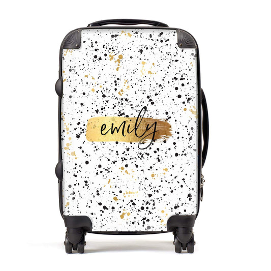 Personalised Ink Splatter Gold Suitcase
