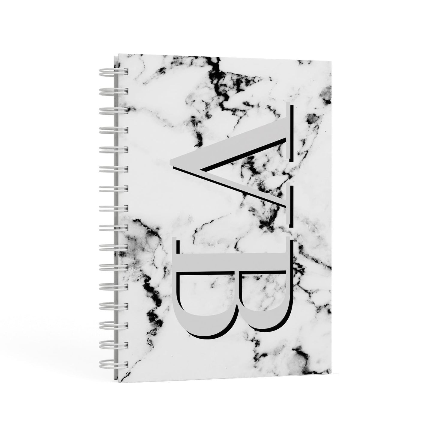 Personalised Landscape Initials With Marble A5 Hardcover Notebook Second Side View