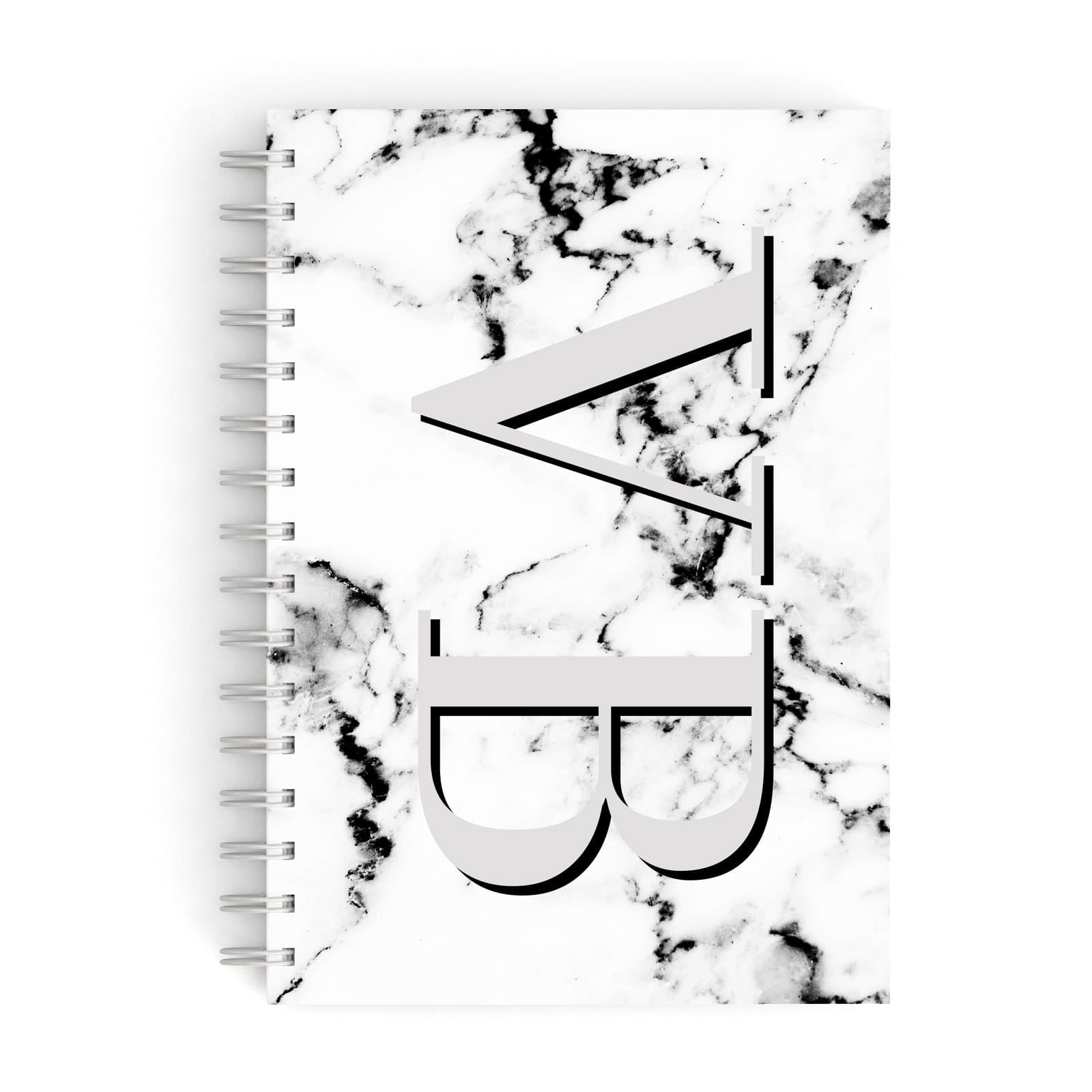 Personalised Landscape Initials With Marble A5 Hardcover Notebook