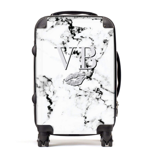 Personalised Lips Kiss Marble Initialed Suitcase