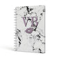Personalised Lipstick Kiss Initials Marble A5 Hardcover Notebook Side View