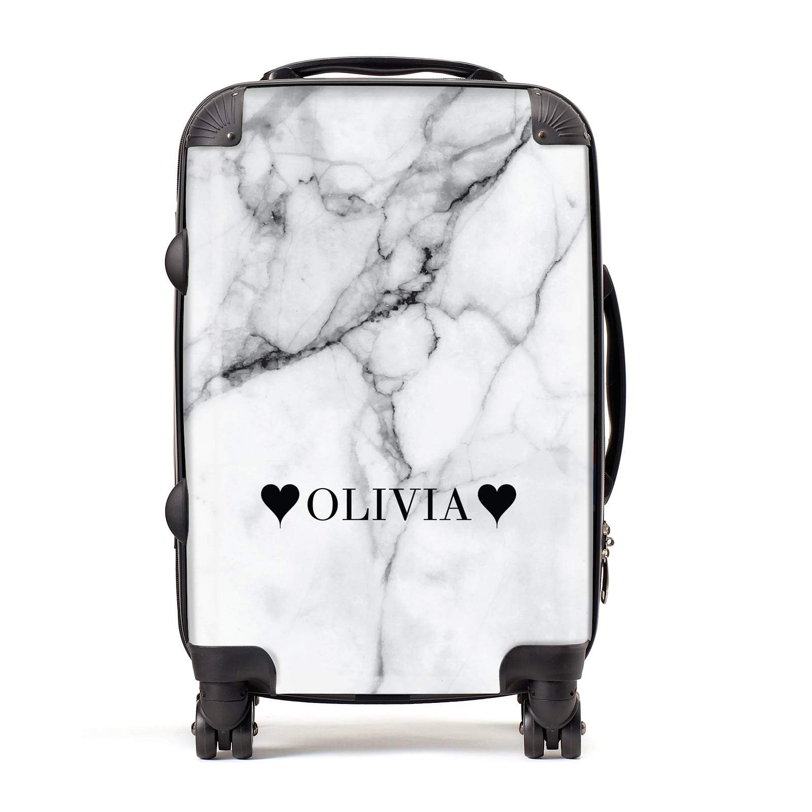 Personalised Love Hearts Marble Name Suitcase