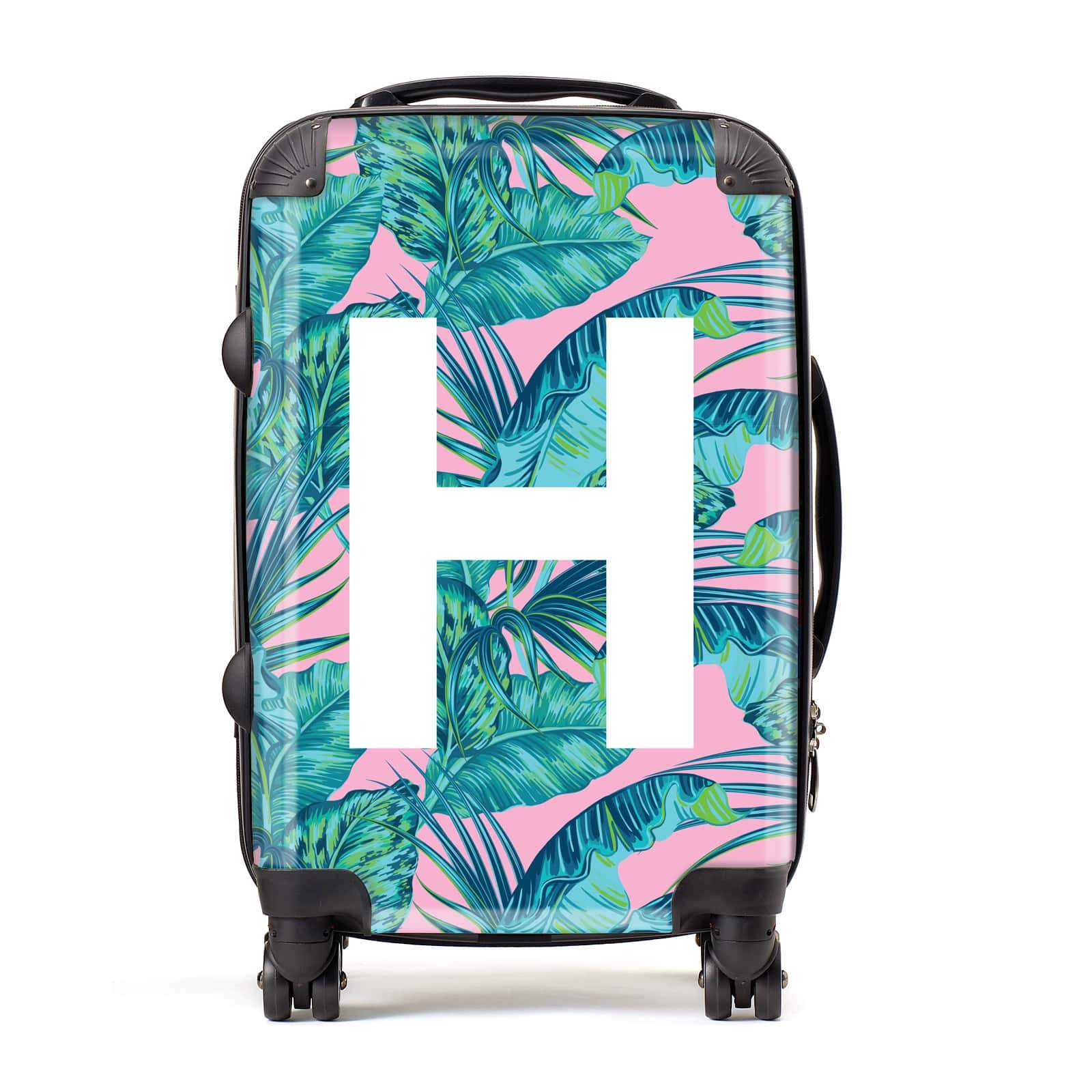 Personalised Luggage Palm Leaf Initial Suitcase
