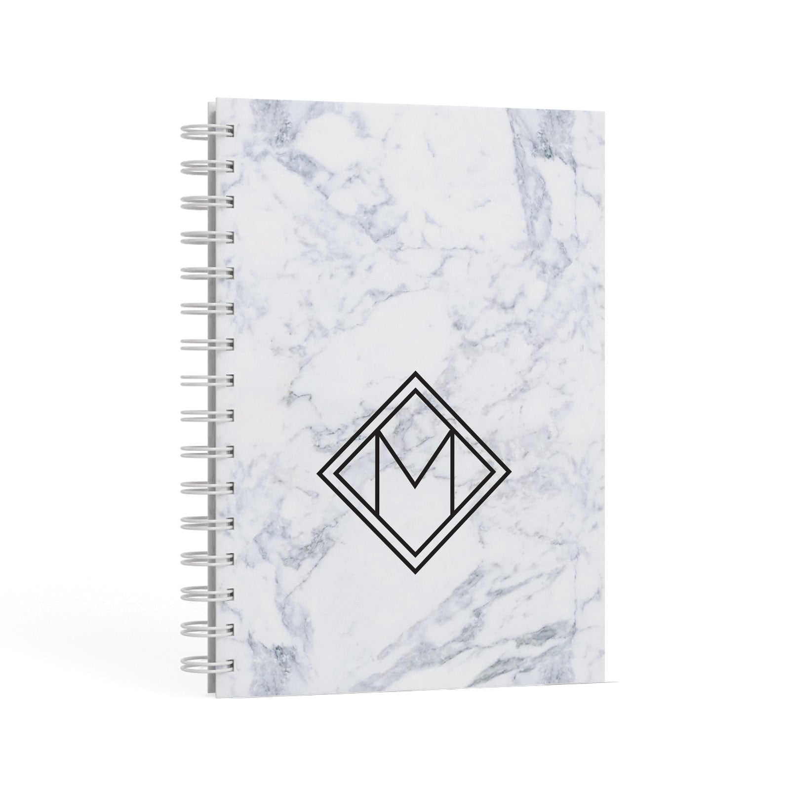 Personalised Marble Customised Initials A5 Hardcover Notebook Second Side View