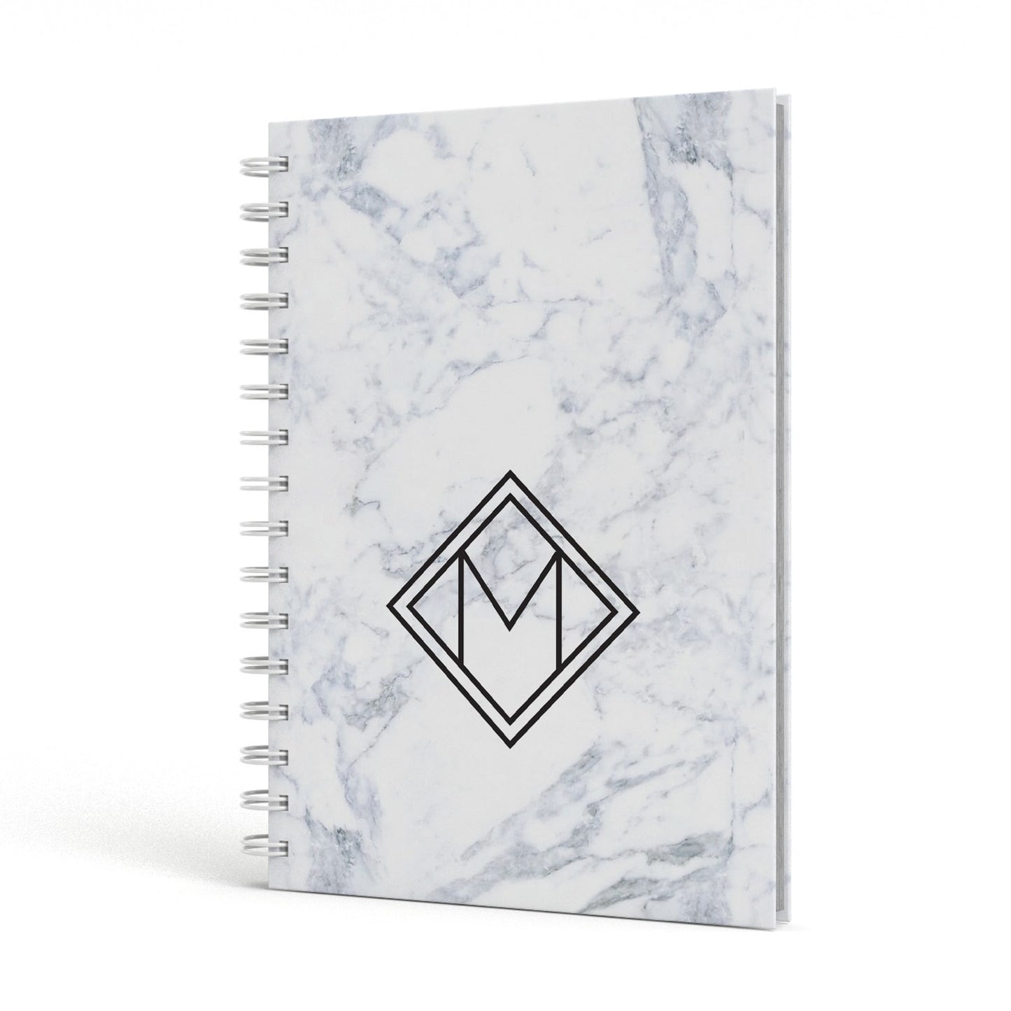 Personalised Marble Customised Initials A5 Hardcover Notebook Side View