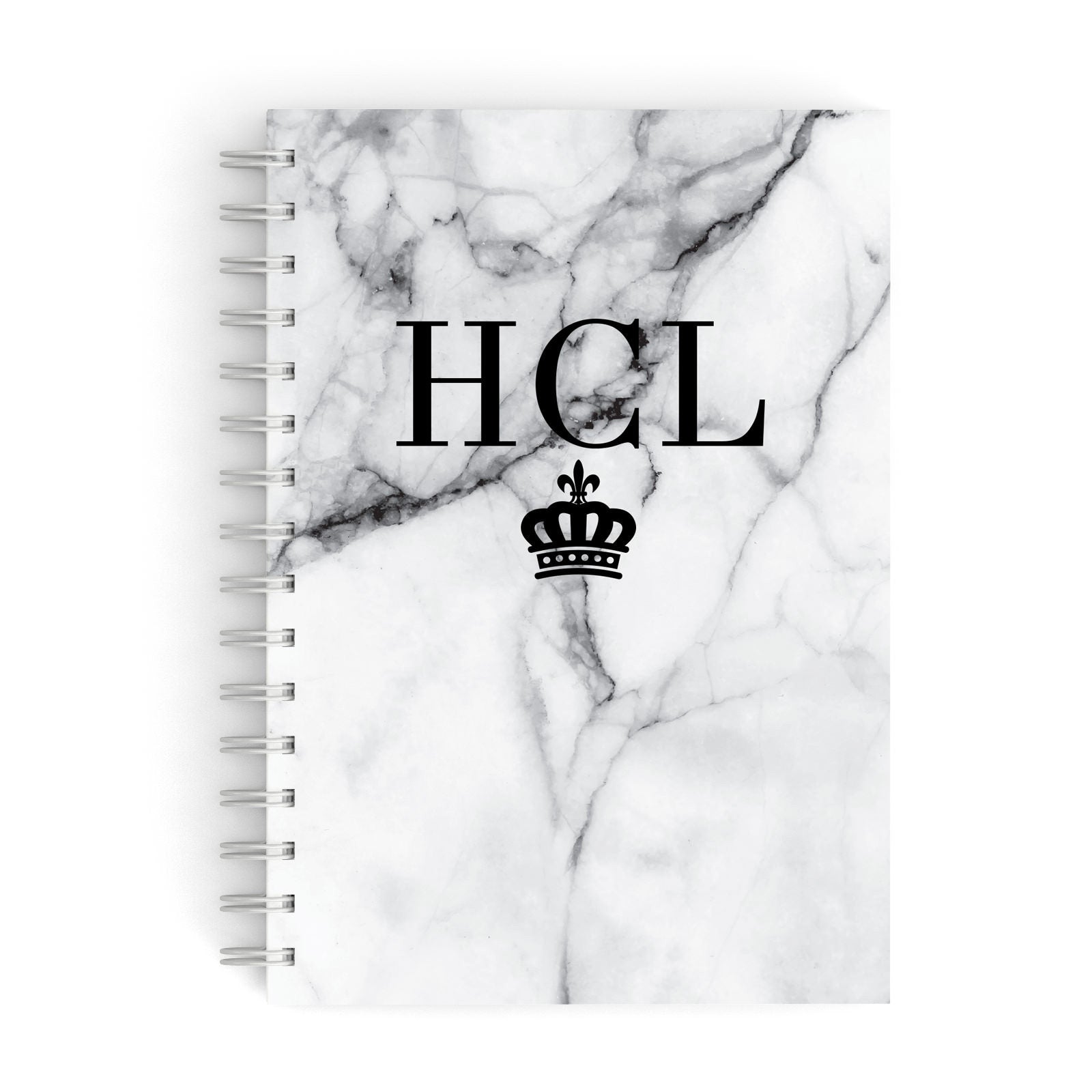 Personalised Marble Initials Crown Custom A5 Hardcover Notebook