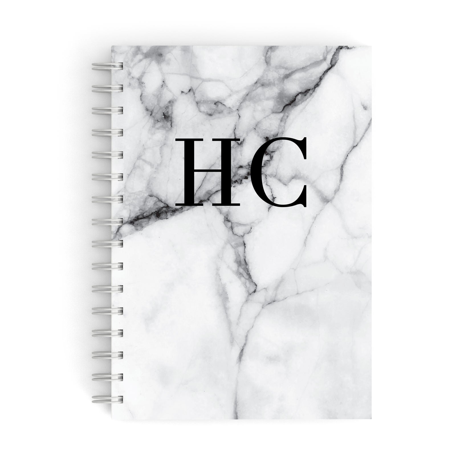 Personalised Marble Initials Monogram A5 Hardcover Notebook